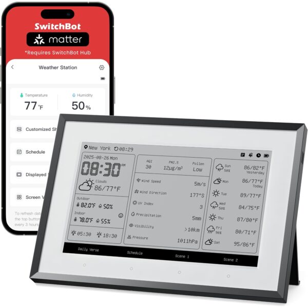 SwitchBot E-Ink Home Dashboard, Wetterstation WLAN mit Familienkalender