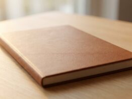 Nahaufnahme eines Sparbuchs mit glattem Einband ohne Aufdruck