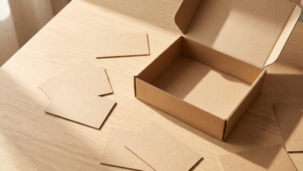 tagesgeld scalable capital bild 2 Geöffnete unbeschriftete Schachtel mit leeren Kärtchen daneben