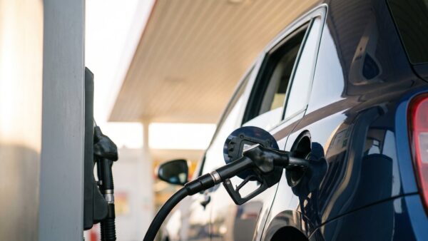 tankrabatt 2026 bild 1 Zapfhahn im Tankstutzen eines Kleinwagens an einer Tankstelle