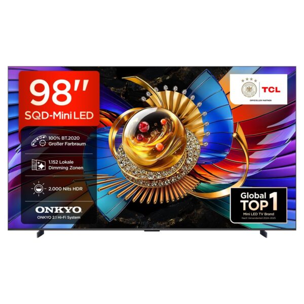 tcl 98q7d pro 98 zoll mini led fernseher TCL 98Q7D Pro SQD-Mini LED 98 Zoll Fernseher, 4K Smart TV, Google TV