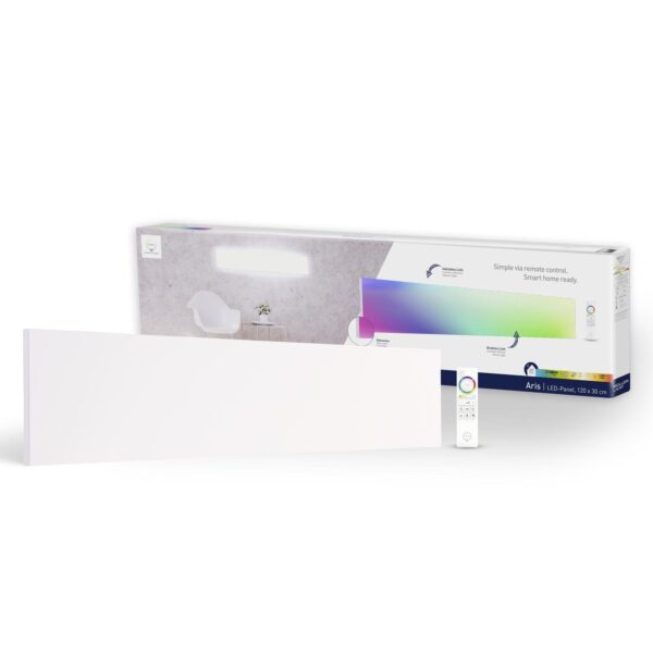 tint aris led deckenpanel 120x30 zigbee rgbw Müller-Licht tint Aris LED-Deckenpanel 120x30 cm Zigbee RGBW mit Fernbedienung