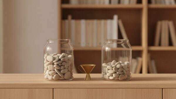 Zwei Glasgefäße mit unterschiedlich viel Kies als Vergleich von GmbH und Privatvermögen