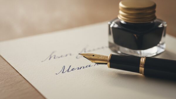 Trauerkarte handschriftlich schreiben mit Füller und dunkelblauer Tinte