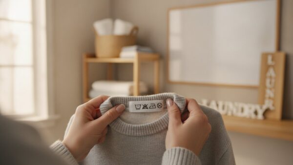 Pflegeetikett am Pullover prüfen: Trockner Symbole am Nackenband ablesen