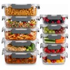 uandu Glasbehälter mit Deckel 20-teilig – Meal Prep Boxen Glas Anthrazit 10er Set