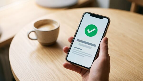 ueberweisung zurueckholen echtzeit Smartphone mit Banking-App zeigt ausgeführte Echtzeitüberweisung ohne Widerrufsmöglichkeit