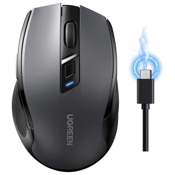 ugreen bluetooth maus kabellos dual mode UGREEN Bluetooth Maus kabellos mit BT 5.4 und 2,4 GHz Dual-Mode, 4000 DPI, USB-C wiederaufladbar, Schwarz