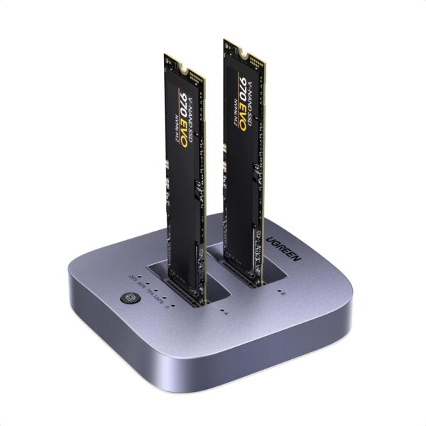 ugreen nvme dockingstation 20 gbit UGREEN 20Gbps Festplatten Dockingstation NVMe Dual Bay mit Offline-Klonen