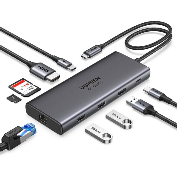 ugreen revodok pro 109 usb c hub UGREEN Revodok Pro 109 USB-C Hub 9-in-1 mit HDMI 4K@60Hz, 100W PD und Gigabit-Ethernet