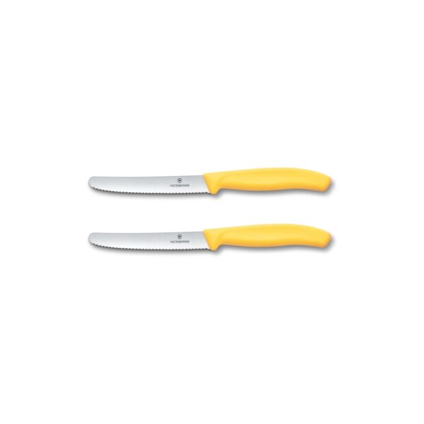 victorinox swiss classic fruehstuecksmesser 2er set gelb Victorinox Swiss Classic Frühstücksmesser, 2er Set, Wellenschliff, Gelb