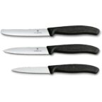 Victorinox Swiss Classic Küchenmesser Set, 3-tlg, Gemüsemesser, Schwarz