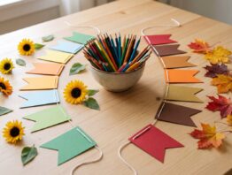 weltkindertag 2026 bild 1 Zwei Wimpelketten in Sommer- und Herbstfarben als Symbol für die beiden Kindertage im Juni und September