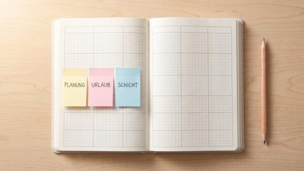 Jahresplaner mit Haftnotizen zur Planung mit Kalenderwochen