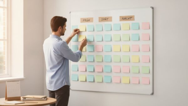 Schichtplan an einer Magnettafel mit Wochen im Jahr