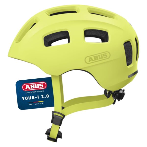 ABUS Fahrradhelm Youn-I 2.0 mit LED-Licht, Größe S (48–54 cm), gelb