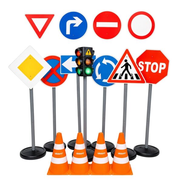 alldoro XXL-Verkehrsset mit Ampel, Straßenschildern und Pylonen