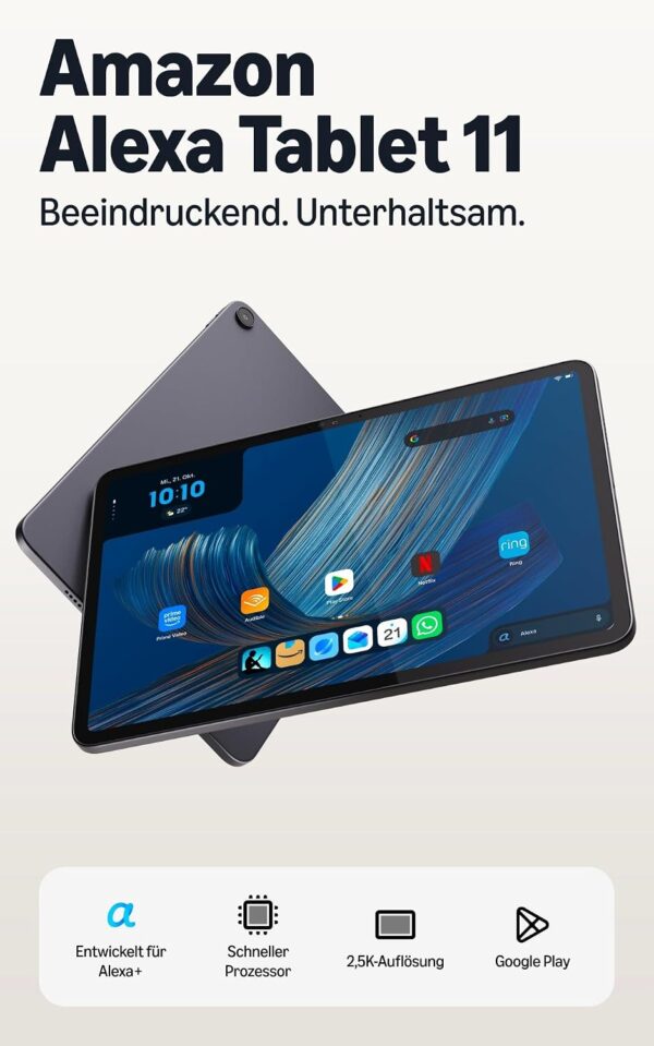 amazon alexa tablet 11 hersteller Amazon Alexa Tablet 11 in Graphit, Vorder- und RĂĽckansicht