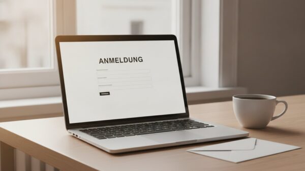 Laptop mit leerem Anmeldeformular auf einem Schreibtisch – Anmeldung zur Sammelklage gegen Amazon
