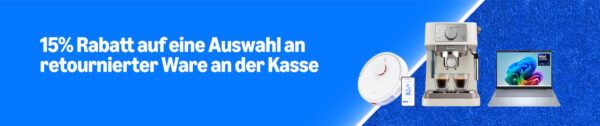 amazon retourenkauf 15 prozent prime deal days 2026 banner Amazon Retourenkauf: 15% Rabatt auf eine Auswahl an retournierter Ware an der Kasse
