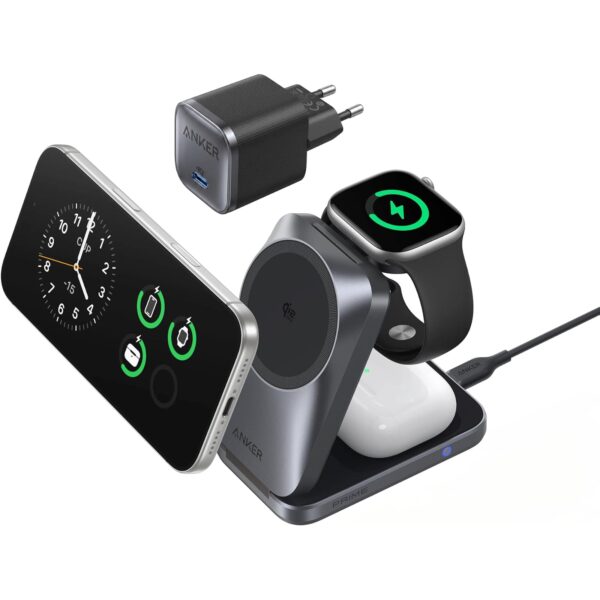 Anker Prime 3-in-1 Ladestation, Qi2.2 25W, AirCool, kabelloses Ladegerät