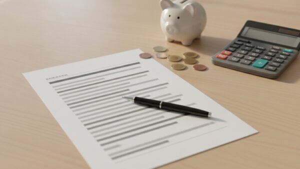 berliner volksbank neukundenbonus bild 3 Kontoauszug auf Papier mit Taschenrechner, Sparschwein und MĂĽnzen auf einem Schreibtisch