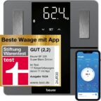 Beurer BF 500 Personenwaage mit Bluetooth & App, digitale Körperfettwaage mit Messung von Körperfett, Muskelanteil, Kalorienbedarf etc., XL-Display, Datenübertragung zu Apple Healt
