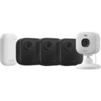 Blink Outdoor 4 Kameras (Außenkamera) mit Blink Mini 2K+ Innenkamera (neueste Generation), Weiß, inkl. Sync Module Core 3 Kameras mit Innenkamera für 0 € Ohne Abonnement