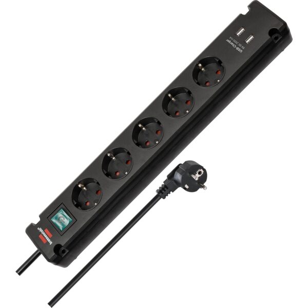 Brennenstuhl Bremounta Steckdosenleiste 5-Fach mit USB-Ladefunktion schwarz 5-fach