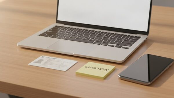 congstar aktion bild 3 Laptop, Ausweis ohne lesbare Daten und Smartphone beim Online-Abschluss eines Handytarifs