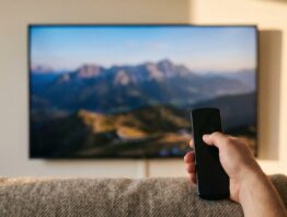 Hand mit Fernbedienung vor einem Fernseher, Symbolbild für Disney+ Titel bei Netflix