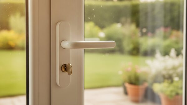 einbruchschutz-alltag-fenstergriff-terrassentuer Abschließbarer Fenstergriff an einer Terrassentür mit Blick in den Garten