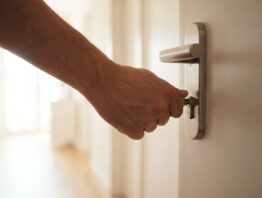 Haustür beim Verlassen der Wohnung mit dem Schlüssel abschließen