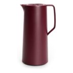 Emsa Motiva Isolierkanne, 1 Liter, Quick-Press-Verschluss, 12h heiß, 24h kalt, Glaskolben, Made in Germany, Nordisches Design, weinrot, N41702