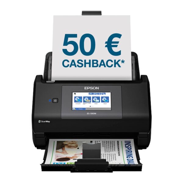 Epson Workforce ES-590W WLAN Dokumentenscanner | 45 S./Min. / 90 ipm | 100 Blatt automatischer Dokumenteneinzug | 10,9 cm Touchscreen