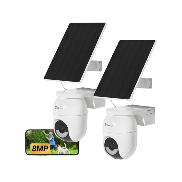 EZVIZ CB8 Lite 4K kabellose PTZ-Akku-Außenkamera mit 5W Solarpanel, 2er-Pack