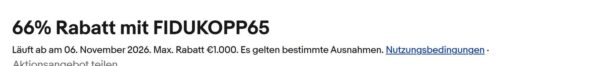 eBay-Gutschein FIDUKOPP65 mit 66 Prozent Rabatt im Fiducia-Shop