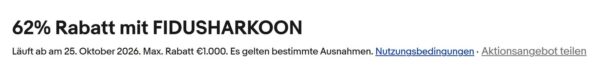 fiducia gutschein fidusharkoon eBay-Gutschein FIDUSHARKOON mit 62 Prozent Rabatt im Fiducia-Shop