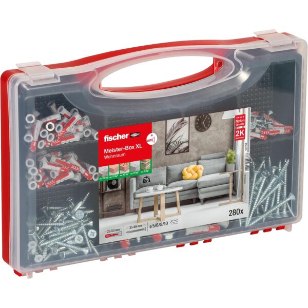 fischer Meister-Box XL Wohnraum, 210-teiliges Dübel- und Schraubenset