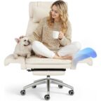 FLEXISPOT Luno Chefsessel mit Fußstütze in Beige