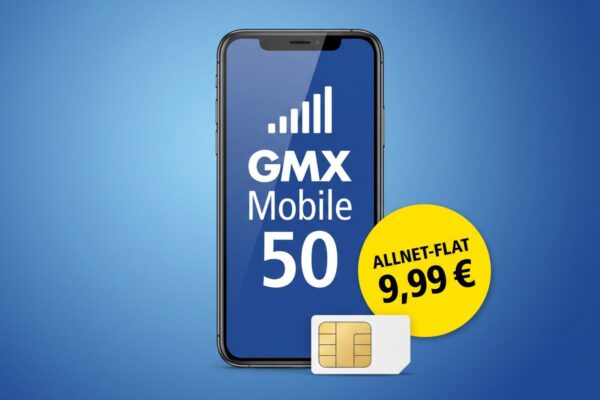 GMX Mobile 50: 1&1 Allnet-Flat mit 50 GB 5G für 9,99€/Monat