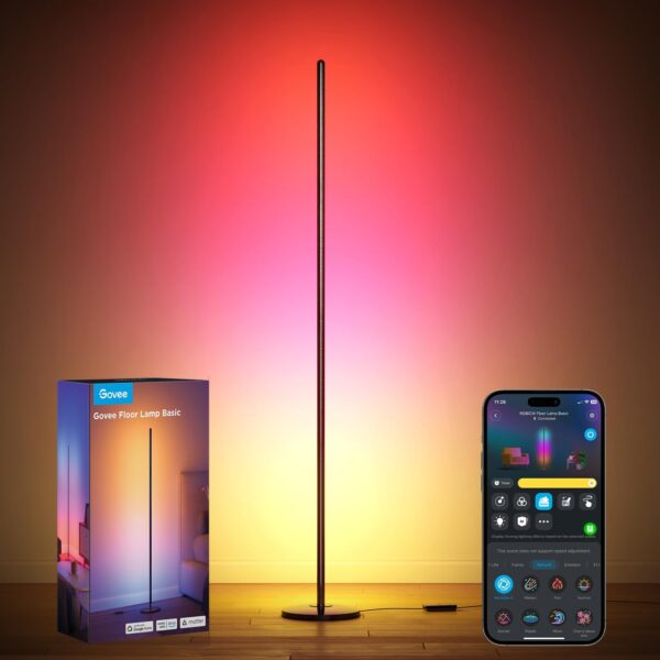 Govee RGBIC LED Stehlampe, WiFi, 1000 lm, dimmbar, Schwarz