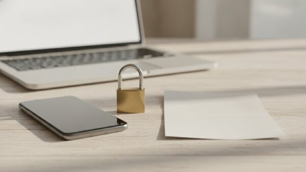 ing login bild 2 Smartphone, kleines VorhĂ€ngeschloss und gefalteter Zettel als Symbol fĂŒr einen gesperrten Zugang