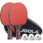 JOOLA Tischtennis Set Duo Carbon – 2 Schläger, 3 Bälle, Hülle