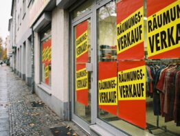 kik filialen bild 1 Schaufenster eines Textil-Discounters mit Räumungsverkauf-Plakaten als Sinnbild für KiK-Filialschließungen