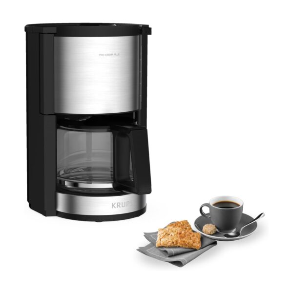 krups km3210 pro aroma plus filterkaffeemaschine Krups KM3210 Pro Aroma Plus Filterkaffeemaschine, 10 Tassen, 1,25 L, Schwarz mit Edelstahlapplikationen