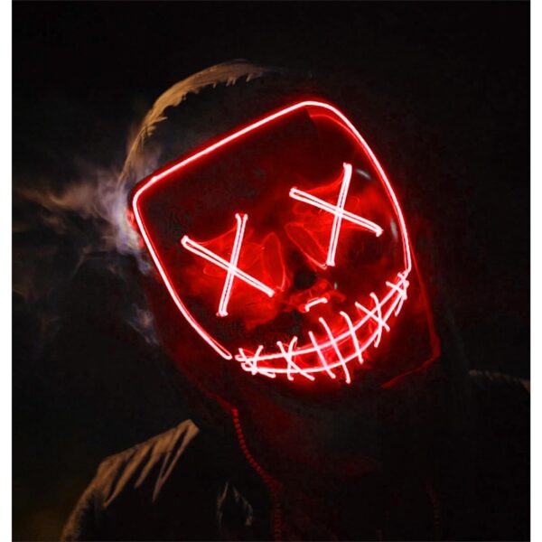 led purge maske halloween LED Purge Maske - Kostümmaske steuerbar für Halloween, Fasching & Karneval (Rot)