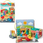 Melissa & Doug Blockables Stadt Bauset, 73-teilig, Holzbausteine für Kinder ab 2 Jahren