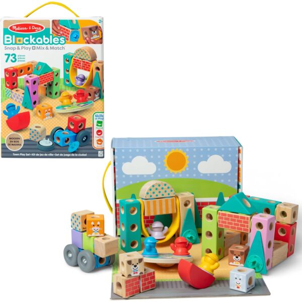 melissa doug blockables stadt bauset Melissa & Doug Blockables Stadt Bauset, 73-teilig, Holzbausteine für Kinder ab 2 Jahren