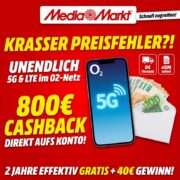 💥 *FEHLER? 800€ BONUS / 34€ GEWINN* SIM-Only: o2 Mobile Unlimited M Promo (Unbegrenztes 5G + Alles-Flat) im o2-Netz für 29,99€/Monat